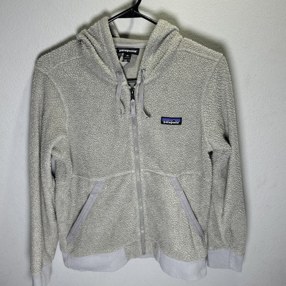 Patagonia Shearling Sherpa Hoodie Gray Fleece Full Zip Women's Size XS